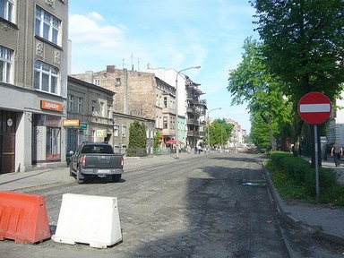 Przebudowywany fragment ul. Mickiewicza na wysokości ul. Poprzecznej