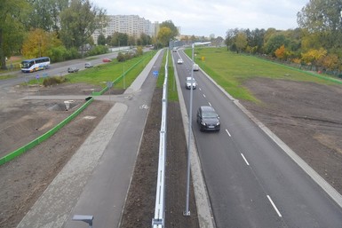 Fragment Trasy Średnicowej – widok z kładki dla pieszych w kierunku ul. Grudziądzkiej